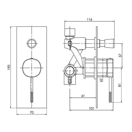BRENTA змішувач прихований монтаж, 2 функції, графітовий хром Арт. ZMK091908041, фото 3
