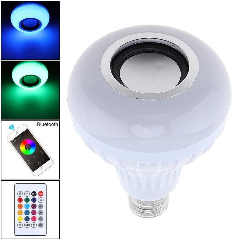 Розумна лампа з динаміком і пультом ДУ музична Bluetooth LED RGB, 6+3Вт