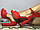 Жіночі босоніжки на високих підборах і платформі червона замш, каблук камені, фото 5