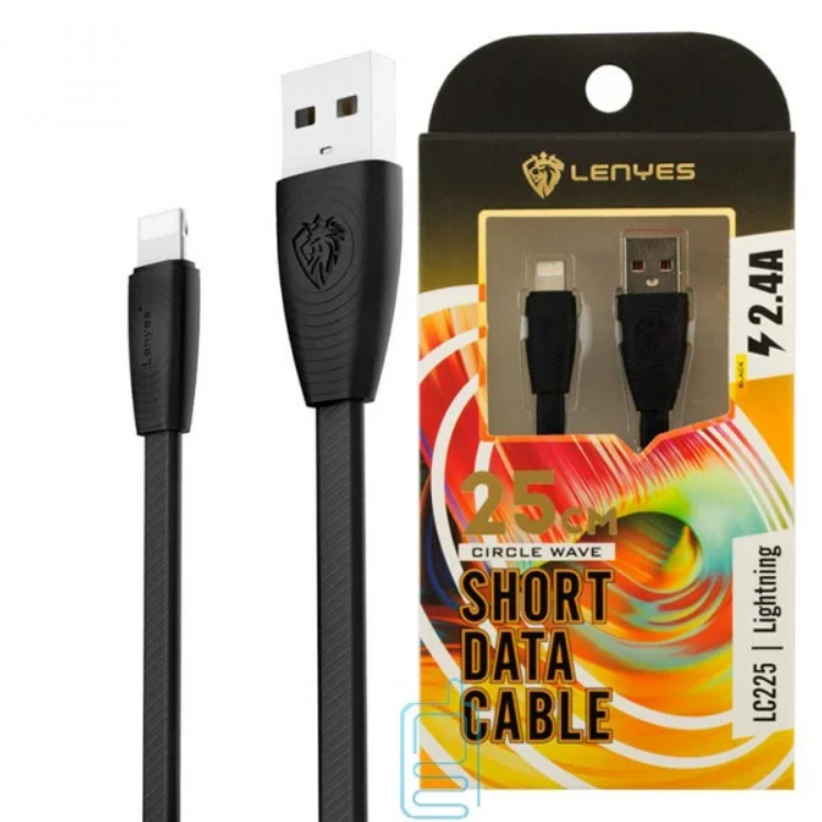 Кабель короткий 25см Lenyes LC225 USB Lightning - Black