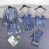 Комплект велюр халат + нічна іграшка + штани + майка, фото 9