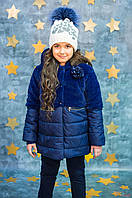 Куртка для девочки декорированная мехом и стразами (110 см.) Midimod