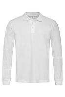 Футболка поло чоловіча біла з довгим рукавом Stedman WHCT3400