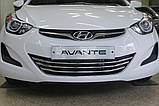 Хром-накладки на решітку бампера Hyundai Elantra MD 2013-2014 (Autoclover C740), фото 8