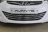 Хром-накладки на решітку бампера Hyundai Elantra MD 2013-2014 (Autoclover C740), фото 10