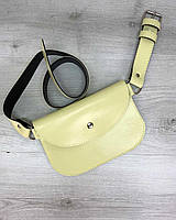 Поясная женская небольшая сумочка желто-лимонного цвета