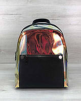 Модный перламутровый рюкзак с черной втсавкой из эко-кожи (полупрозрачный)