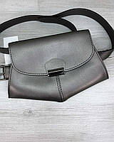 Молодежная качественная женская сумочка на пояс - клатч цвета металлик