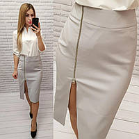Стильна спідниця олівець зі змійкою спереду, є батал, арт 850, сірий