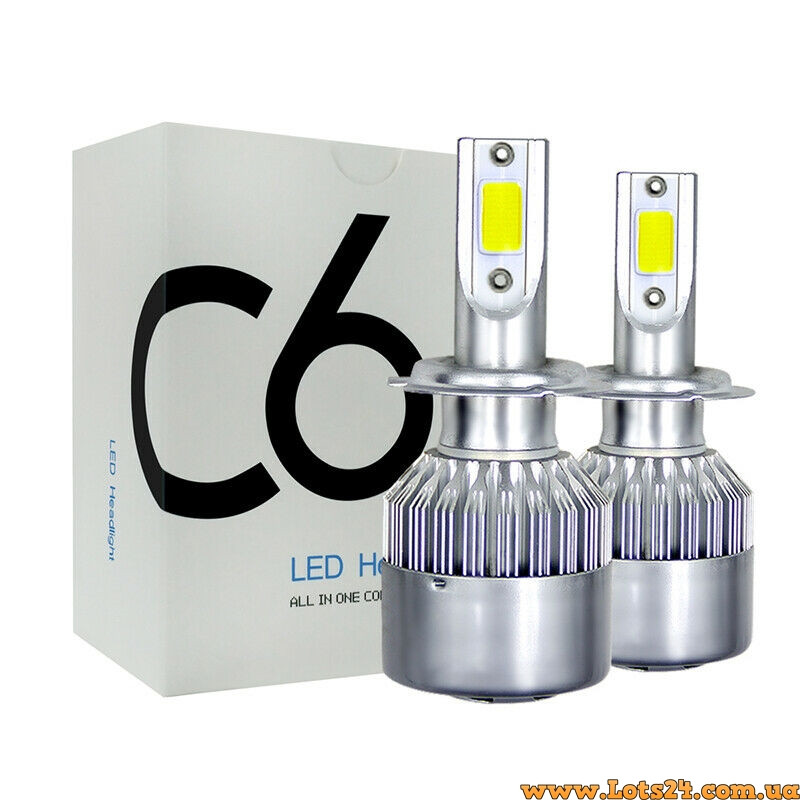 2шт Автолампи H7 C6 Turbo LED 6500K світлодіодні LED лампочки краще за галогенові ксенон