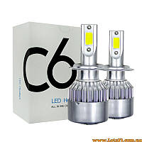 2шт Автолампи H7 C6 Turbo LED 6500K світлодіодні LED лампочки краще за галогенові ксенон