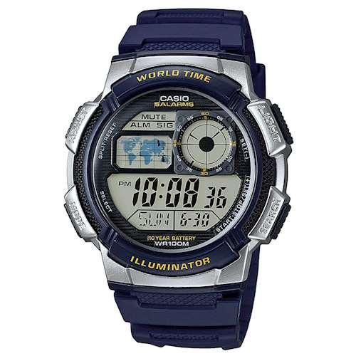 Чоловічі спортивні годинники наручні електронні сині оригінальні Casio Collection AE-1000W-2AVEF