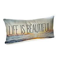 Подушка для дивану оксамитова Life is beautiful 50x24 см (52BP_EX007)