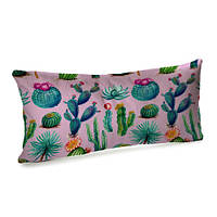 Подушка для дивана бархатная Кактусы на розовом фоне 50x24 см (52BP_EX008)