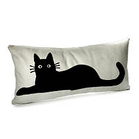 Подушка диванна оксамитова Черная кошка 50x24 см (52BP_URB001)