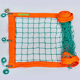 Сітка для пляжного волейболу Еліт SO-0952 (PP 3,5 мм, р-н 8,5х1м, осередок 10см, метал. трос, синій-жовтий,