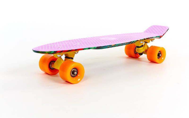 Скейтборд пластиковий Penny SK-4442-3 EDEN FISH 22in з малюнком і кольоровими болтами (фіолетовий)