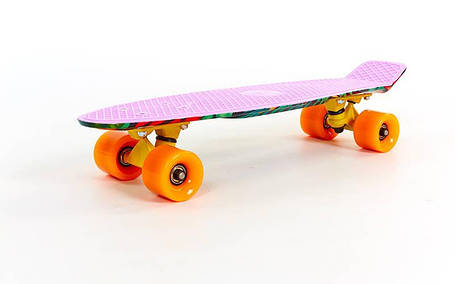 Скейтборд пластиковий Penny SK-4442-3 EDEN FISH 22in з малюнком і кольоровими болтами (фіолетовий), фото 2
