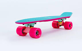 Скейтборд пластиковий Penny SOFT RUBBER TWIN FISH 22in двоколірна дека SK-410-4 (бірюза-рожевий)