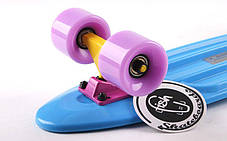 Скейтборд пластиковий Penny Original FISH 22in однотонна дека SK-401-36 (синій-жовтий-фіолетовий), фото 3