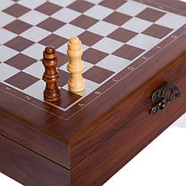 Шахи, покер 2 в 1 набір настільних ігор дерев'яні W2624 (р-р дошки 24см x 24см х 7см, кольори в асортименті), фото 3