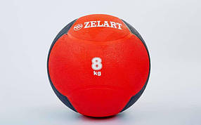 М'яч медичний медбол Zelart Medicine Ball FI-5121-8 8кг (гума, d-28,5 см, червоний-чорний)