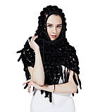 Норкова шаль чорна, норкова хустка, фото 4