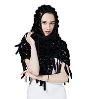 Шаль із норки чорна, норкова накидка, хустка