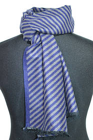 Стильний чоловічий кашеміровий шарф на шию класичний в смужку BRO сапфірового кольору
