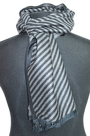 Стильний кашеміровий чоловічий шарф на шию в смужку модний універсальний BRO чорно-сірого кольору