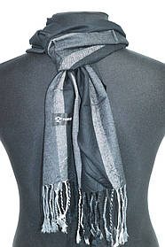 Легкий стильний чоловічий шарф довгий з віскози у велику смужку ROB чорного кольору