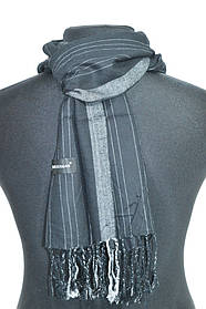 Легкий чорно-сірий чоловічий шарф з віскози в дрібну смужку ROB
