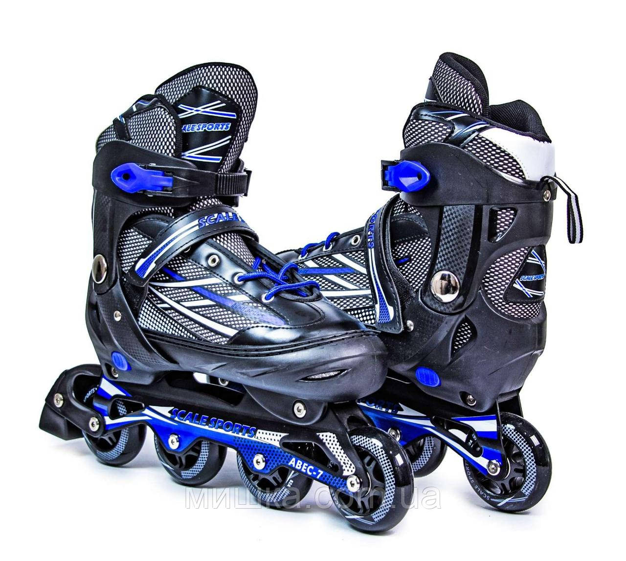 Розсувні ролики SCALE SPORTS, ADULT SKATES, чорно-салатові, розмір 41-44, фото 1