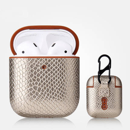 Чохол із карабіном для навушників Apple AirPods 2/1 Alitek Snake Gold, фото 2
