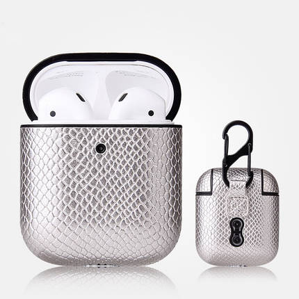 Чохол + карабін для навушників Apple AirPods 2/1 Alitek Snake Silver, фото 2
