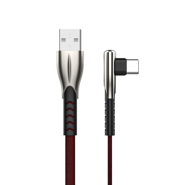 Кабель Rock USB — Type C Г-обр 5A, QC3.0 Led, 1 м (для китайських телефонів)