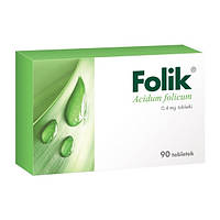 Folik 0,4 mg - при дефиците фолиевой кислоты у женщин до зачатия, при беременности, 90 таб.