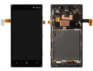 Дисплей для Nokia Lumia 830 (RM-983, RM-984), модуль в зборі (екран і сенсор), з рамкою, чорний, оригінал