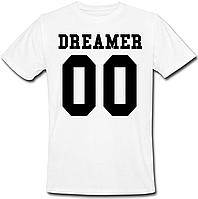 Мужская именная футболка Dreamer (принт спереди) [Цифры можно менять] (50-100% предоплата)