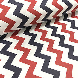 Тканина поплін зигзаг червоно-синій великий (ТУРЦІЯ шир. 2,4 м) (R-T-0512)