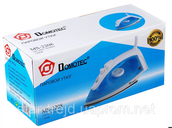 Паровой утюг Domotec MS 2208 1200W тефлоновая подошва - фото 4 - id-p1131015305