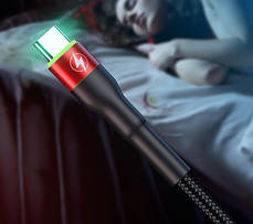 Кабель Rock USB — Type C Led 5A QC4.0 Black/red, 1 м (для китайських телефонів), фото 3