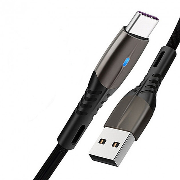 Кабель Rock USB — Type C 5A QC3.0 Led, 1 м (для китайських телефонів)