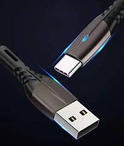 Кабель Rock USB — Type C 5A QC3.0 Led, 1 м (для китайських телефонів), фото 2