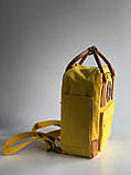 Рюкзак Fjallraven Kanken mini 7L Канкен міні 7 л, жовта ручка шкіра, фото 3