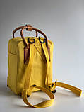Рюкзак Fjallraven Kanken mini 7L Канкен міні 7 л, жовта ручка шкіра, фото 6