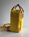 Рюкзак Fjallraven Kanken mini 7L Канкен міні 7 л, жовта ручка шкіра, фото 8