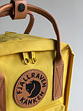Рюкзак Fjallraven Kanken mini 7L Канкен міні 7 л, жовта ручка шкіра, фото 7