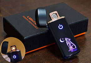 Сенсорна USB запальничка зі спіраллю Lighter HL-121 чорна з малюнком, фото 4