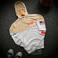 Худи мужское NASA х beige-white кофта весенняя осенняя